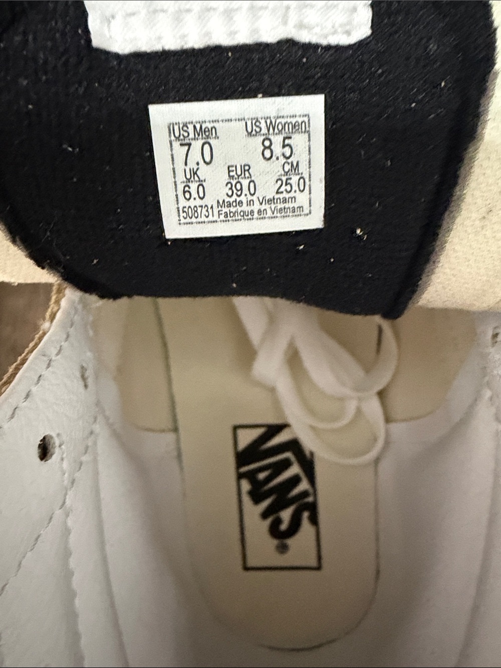 Vans Sk8-Hi Tan and White High-Top Sneakers - Picture 2 of 5